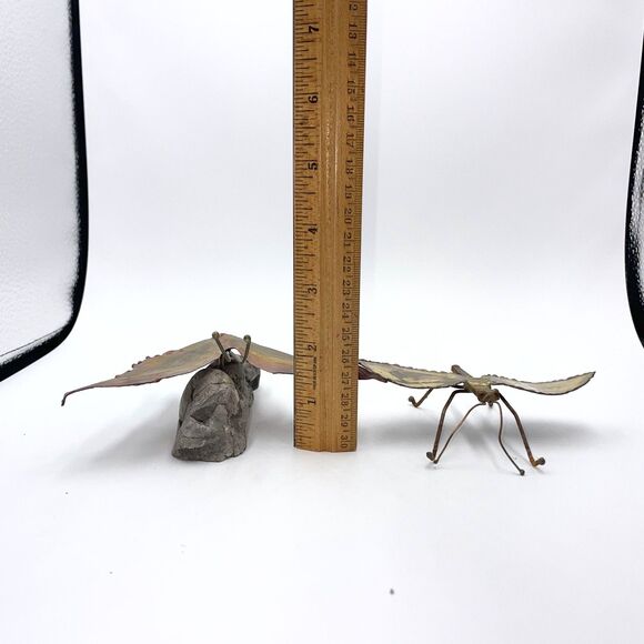 Vintage Metal Butterfly & Bug Sculptures Mid Century Brutalist Style Decor Brass - Picture 7 of 9